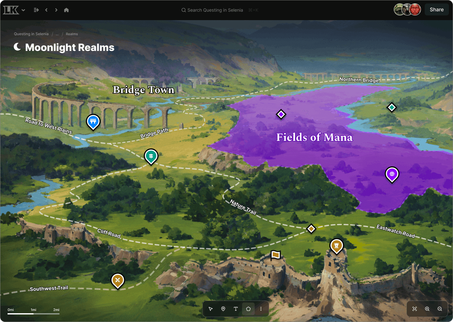 LegendKeeper map interface map art by CzePeku