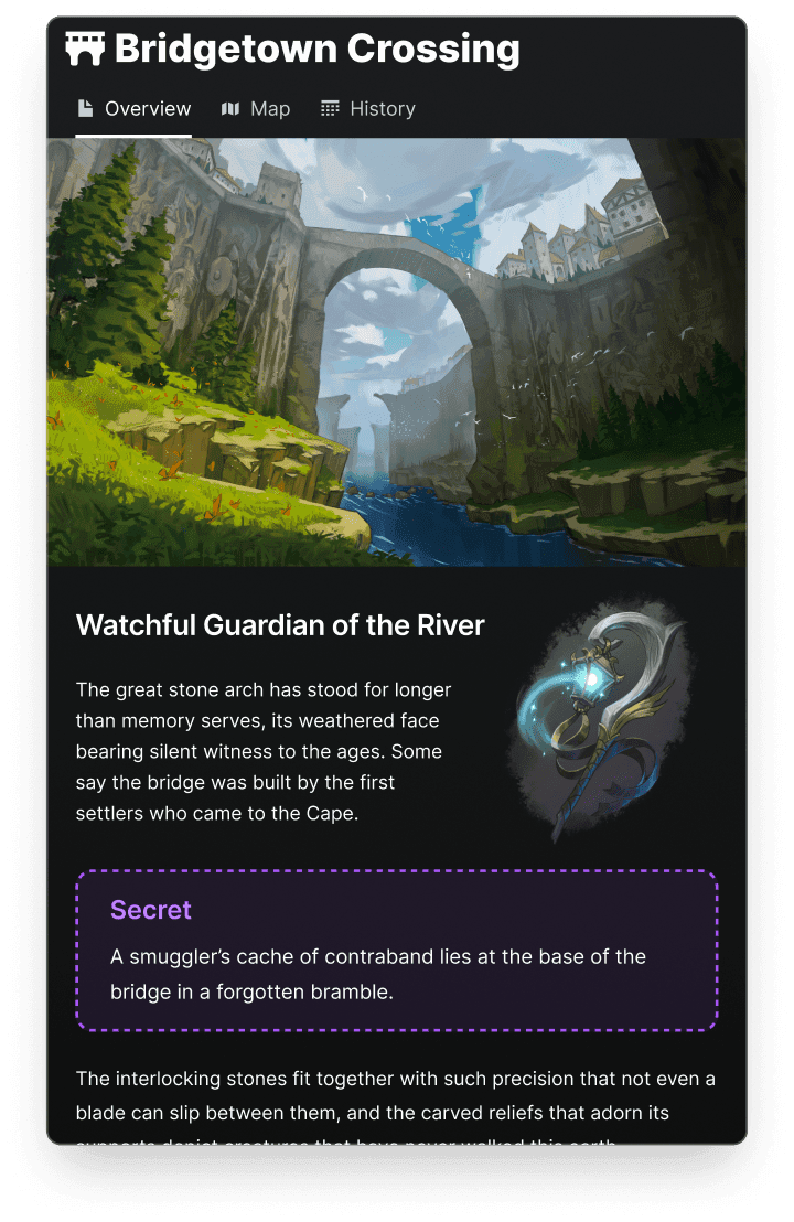 LegendKeeper wiki interface