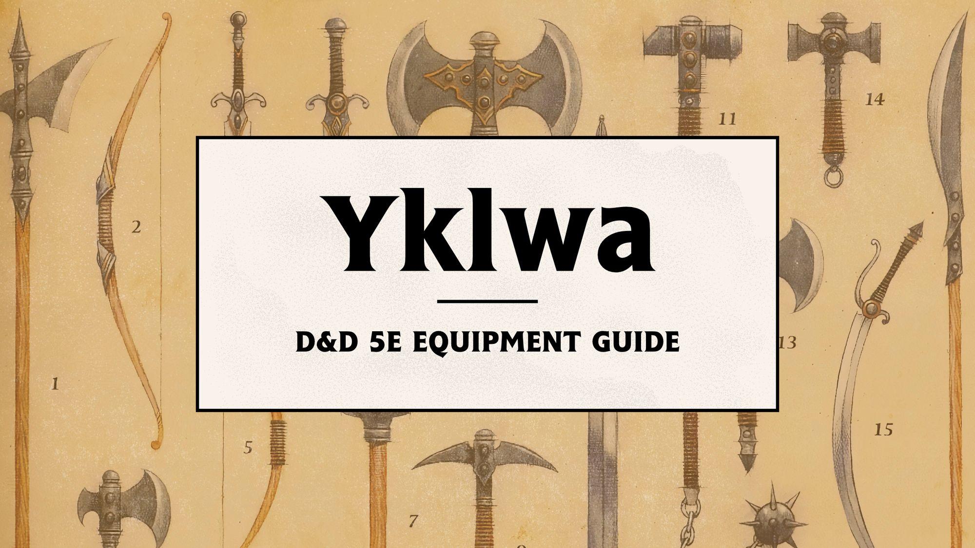 Image of basic weapons for D&D 5e featuring the Yklwa.