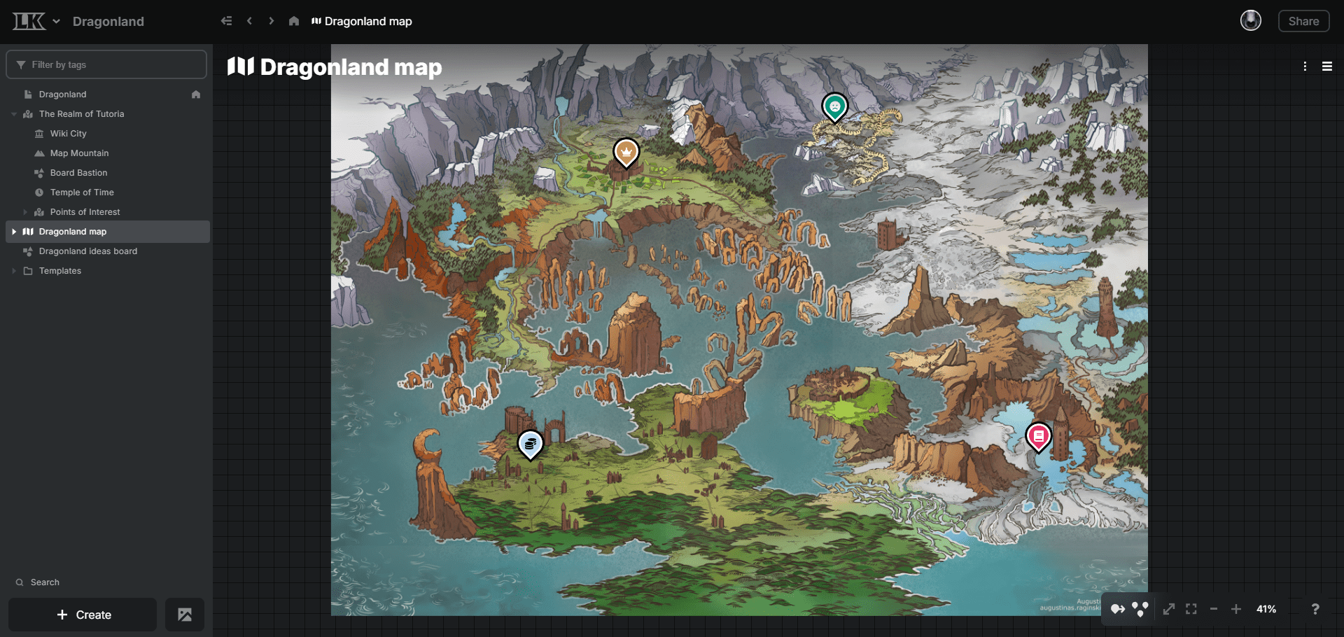 A screenshot of Legendkeeper's map making tool.